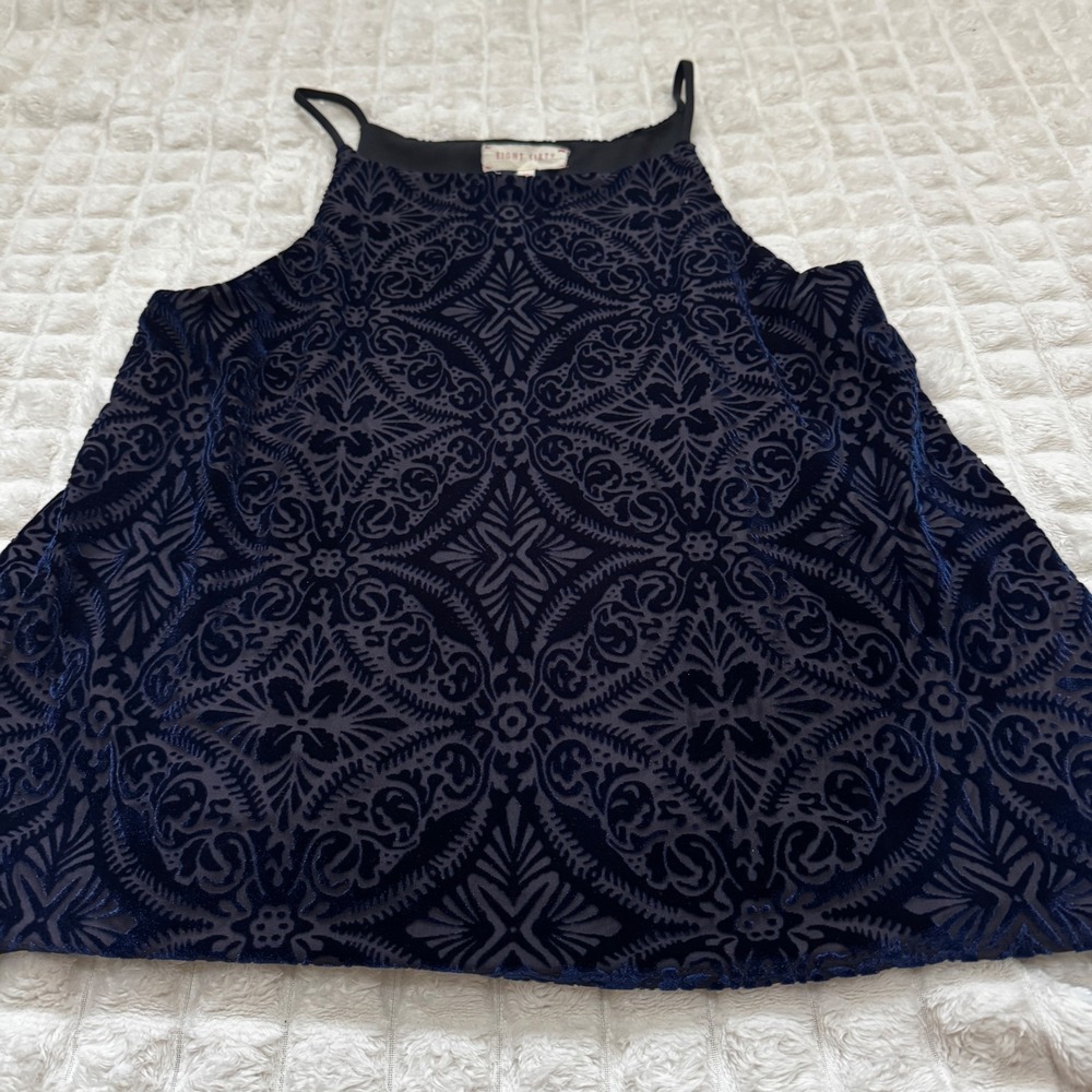 Velvet Burnout Black & Blue Cami Tank Top Medium Eight Sixty 90s Y2K Whimsigoth